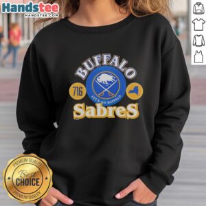 Official Buffalo Sabres ice hockey sweatshirt featuring 'Ets Go Buffalo 716' design, perfect for fans and cold weather.