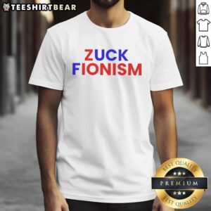 Premium Fck Zuck Fionism T-Shirt featuring bold text design, perfect for expressing your stance on social media issues.