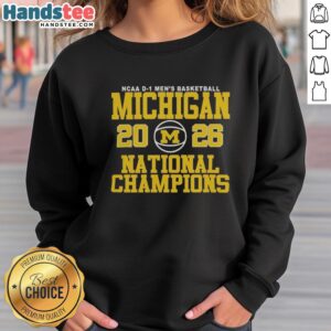 Nice Michigan Men's Basketball 2025-2026 National Champions Sweatshirt featuring team colors and logo design.