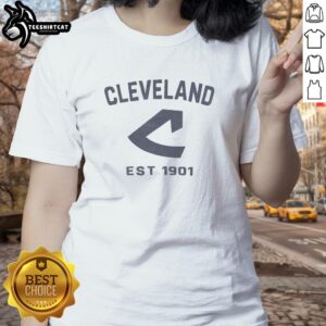 Alt Text: Premium Cleveland Guardians Cooperstown Duster Ladies Tee in stylish design, perfect for fans and casual wear.