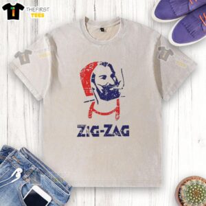 Alt Text: Awesome Zig Zag Smoking Vintage Washed T-Shirt in a stylish design, perfect for casual wear and unique fashion statements.
