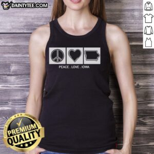 Original Peace Love Iowa Tank Top in vibrant colors, perfect for summer casual wear and showcasing Iowa pride.