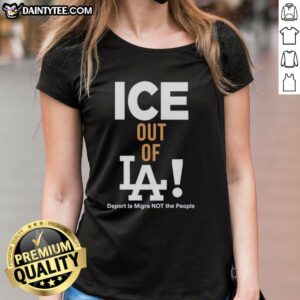 Alt Text: Top Los Angeles Dodgers ice out of LA ladies tee featuring vibrant team colors and stylish design for fans.