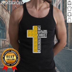 Alt Text: Original Pittsburgh Pirates tank top with 'I Can Do All Things Through Christ Who Strengthens Me' design.