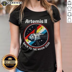 Nice Artemis II Back to the Moon 2026 ladies tee showcasing a stylish design for space enthusiasts.