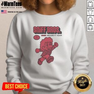 Good Sniff Brothers Security Team sweatshirt featuring a bold logo, perfect for dog lovers and security enthusiasts.
