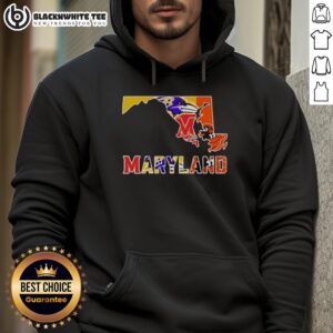 Alt Text: Good Maryland sports teams graphic on a trendy hoodie showcasing state pride and team spirit.