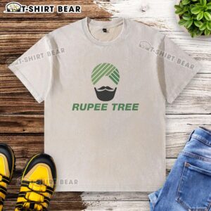 Alt Text: Pretty Rupee Tree Indian face washed t-shirt featuring a vibrant design, perfect for casual wear and eco-friendly fashion.