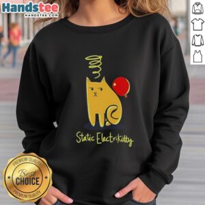 Cozy Official Cat Balloon sweatshirt featuring a playful cat design with static electricity theme, perfect for cat lovers.