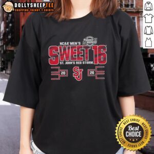 Stylish St. John's Red Storm NCAA Men's Sweet 16 2026 March Madness ladies tee showcasing team spirit and vibrant design.