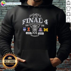 Top Indianapolis 2026 NCAA Men's Final 4 hoodie featuring 'The Road Ends Here' design, perfect for basketball fans.