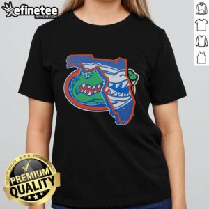 Awesome Florida Gators logo on a stylish map design for ladies' tee, perfect for fans and casual wear.