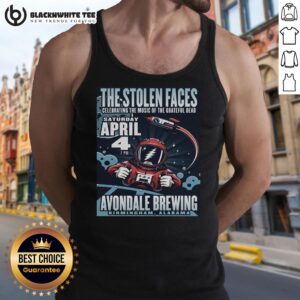 Alt Text: Awesome The Stolen Faces 4/4/2026 Birmingham AL poster tank top featuring vibrant design and event details.