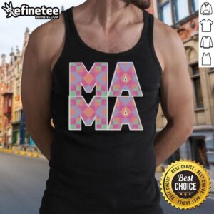 Pretty Mama quilt pattern tank top featuring colorful geometric designs and a comfortable fit for summer wear.