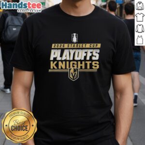 Premium Vegas Golden Knights NHL 2026 Stanley Cup Playoffs T-Shirt featuring team logo and vibrant colors for fans.