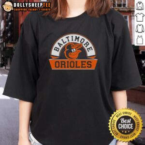 Awesome Baltimore Orioles Phase Banner Arch Ladies Tee featuring vibrant team colors and stylish design for fans.
