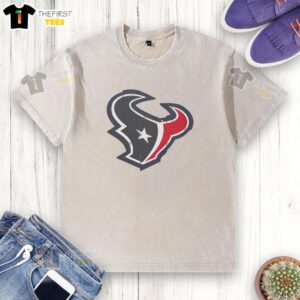 Nice Houston Texans rivet logo washed t-shirt featuring a distressed design in team colors for ultimate fan style.