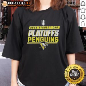 Stylish Pittsburgh Penguins NHL 2026 Stanley Cup Playoffs ladies tee featuring team logo and vibrant colors.