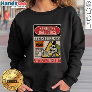 Premium KB 5 Years Anniversary Sweatshirt featuring a playful design with a thumb graphic for a casual, stylish look.