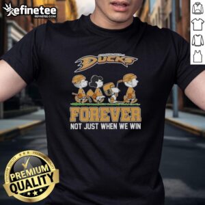 Official Peanuts X Anaheim Ducks Abbey Road Forever T-Shirt featuring iconic characters celebrating hockey spirit.