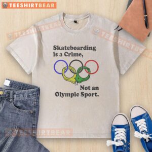 Awesome skateboarding is a crime not an Olympic sport washed t-shirt in casual style, perfect for skateboard enthusiasts.