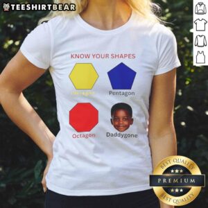 Stylish ladies' tee featuring hexagon, pentagon, and octagon shapes in a fun design. Perfect for shape lovers!