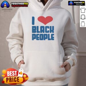Funny hoodie with heart shape design reading 'Hot I Love Black People' for stylish, inclusive fashion lovers.