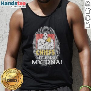 Premium Chiefs Super Rugby 'Its In My DNA' fingerprint tank top in black, perfect for fans showcasing team pride.
