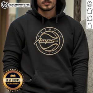 Awesome Detroit Amps Basketball 3x3 Big3 logo hoodie showcasing vibrant design and sporty style.