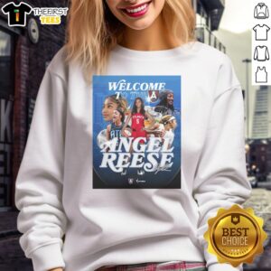 Angel Reese wearing the Atlanta Dream Signature Sweatshirt, showcasing team pride and style in a vibrant setting.