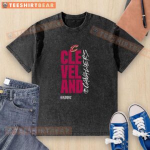 Alt Text: Cleveland Cavaliers Playoff Basketball logo on a washed t-shirt, perfect for fans showing team spirit.