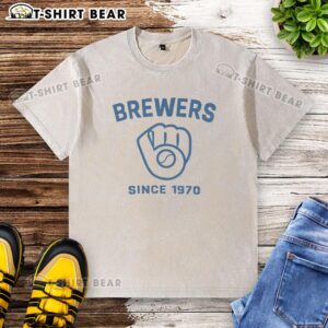 Pretty Milwaukee Brewers Cooperstown Duster Washed T-Shirt featuring team logo and stylish design for baseball fans.