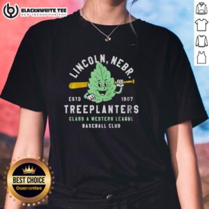 Alt Text: Good Lincoln Treeplanters vintage baseball team ladies tee, defunct Nebraska team established 1907.