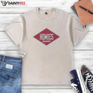 Original Homies Sharp Logo on a Washed T-Shirt, showcasing a stylish and casual design perfect for everyday wear.