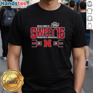 Nice Nebraska Cornhuskers Sweet 16 2026 Men's March Madness T-Shirt featuring team colors and logo for basketball fans.