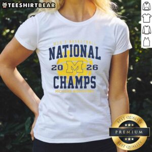 Alt Text: Ladies tee featuring the Nice Michigan Wolverines logo for the 2026 NCAA Men's Basketball Championship in Indianapolis.