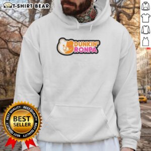 Alt Text: Nice Dunkin Ronpa logo parody hoodie featuring a vibrant design blending humor and gaming culture.