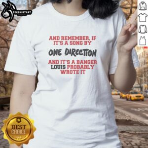 One Direction ladies tee featuring lyrics by Bager Lous, perfect for fans of the band and stylish casual wear.