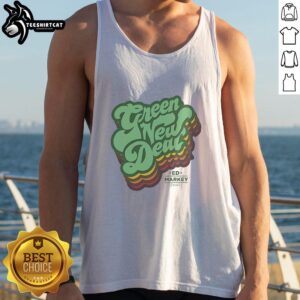 Official Green New Deal Tank Top featuring bold graphics promoting sustainability and environmental awareness.