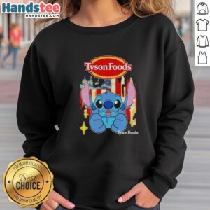 Nice Stitch Like Tyson Foods USA Flag Sweatshirt in vibrant colors, showcasing a patriotic design for casual wear.