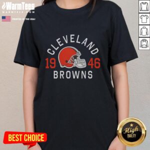 Awesome Cleveland Browns Heritage Print Ladies Tee featuring a stylish design for fans of the team.