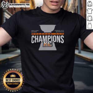 Alt Text: Kansas City Mavericks 2026 Brabham Cup Champions Trophy T-Shirt featuring team logo and celebratory design.