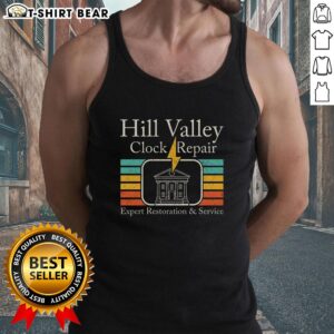 Pretty Hill Valley Clock Repair tank top featuring a stylish design, perfect for clock enthusiasts and casual wear.