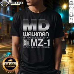 Alt Text: Hot Minidisc Sony MD Walkman MZ-1 T-Shirt featuring retro design and vibrant colors, perfect for music lovers.