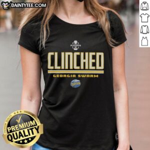 Top Georgia Swarm Clinched NLL 2026 Playoffs logo on a stylish ladies tee, perfect for fans and supporters of lacrosse.