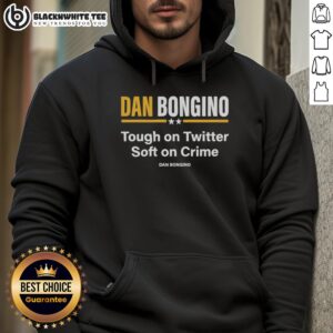 Hot Dan Bongino hoodie featuring 'Tough on Twitter, Soft on Crime' slogan, perfect for political statement apparel.