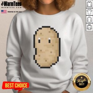 Original Pixelated Potato Sweatshirt featuring a vibrant pixel art design of a potato, perfect for quirky fashion lovers.