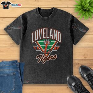 Retro Loveland Tigers Gridiron Washed T-Shirt in vibrant colors, perfect for fans and casual wear enthusiasts.