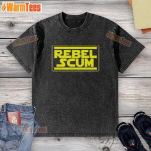 Awesome Rebel Scum Inspired by Star Wars Logo Washed T-Shirt featuring a vintage-style graphic design.