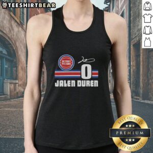 Alt Text: Jalen Duren signature jersey tank top featuring Detroit Pistons logo, perfect for fans and stylish sportswear.